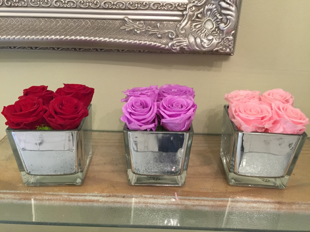 Terry Ann Collection Small Mirror Cube Vase With Roses Shades
