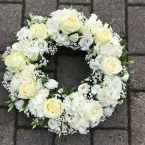 white grave flowers