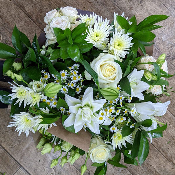 Large seasonal bouquet in whites and green