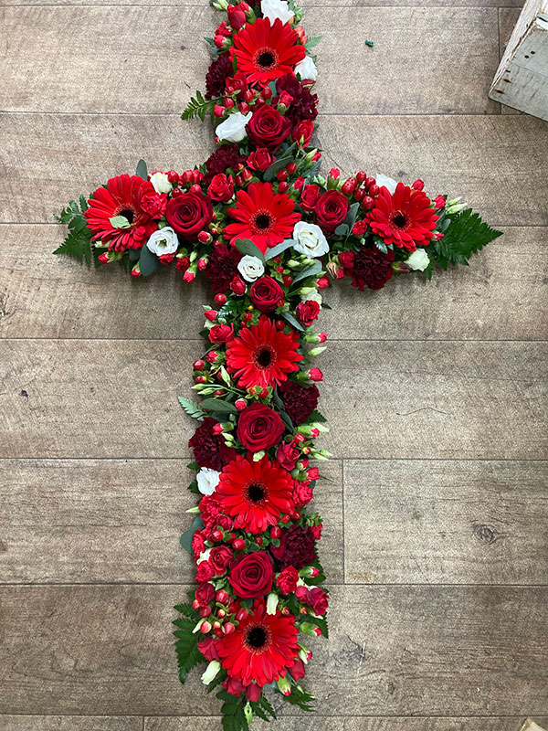 large flower funeral cross