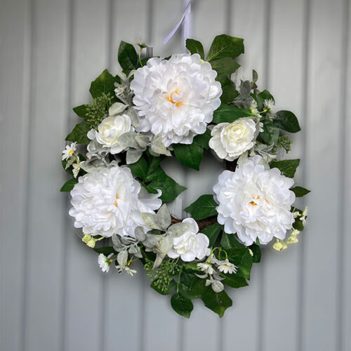 Medium white peony wreath