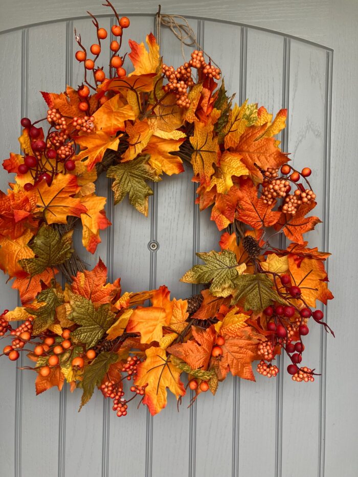Autumn leaves and berry wreath