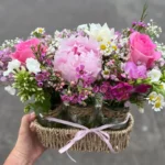 Basket of bottle blooms