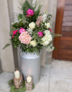 Rustic milk churn display