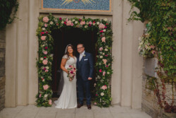 colourful pink flower arch