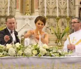 The Luxe White & Greens Package - Bride and groom lighting altar candle